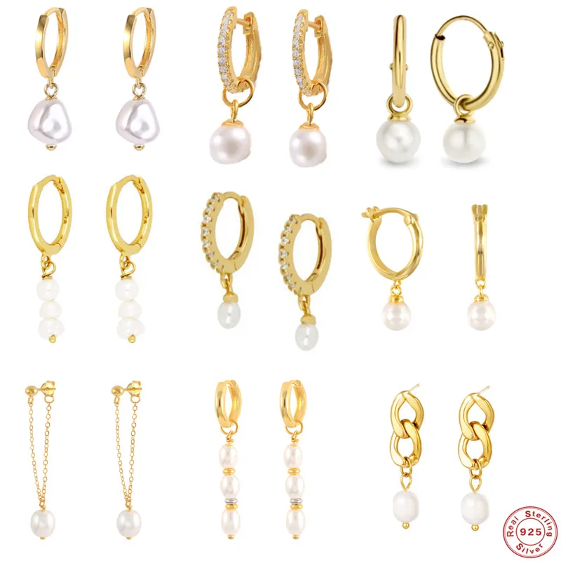 Wholesale 1 Pair Fashion Geometric Inlay 925 Sterling Sier Pearl Zircon op Earrings