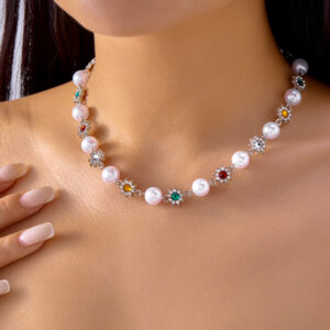 Silver colored diamond flowers (without support)