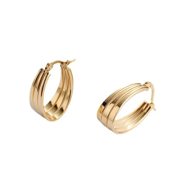 Retro U Shape Plating Stainless Steel No Inlaid 18K Gold Plated Earrings
