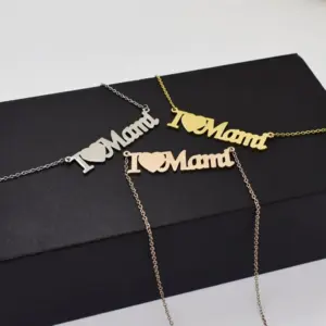 Wholesale 1 Piece Mama Letter Heart Shape Titanium Steel Plating Necklace