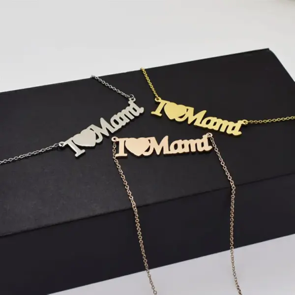 Wholesale 1 Piece Mama Letter Heart Shape Titanium Steel Plating Necklace