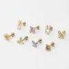 1 Piece 316L Stainless Steel Copper Zircon Ear Cartilage Rings & Studs Flower Butterfly Fish Tail Waterproof Non Tarnish Surgical Steel
