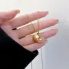 Wholesale Jewelry Elegant Shell 304 Stainless Steel Copper Artificial Pearls Zircon 18K Gold Plated K Gold Plated Plating Inlay Pendant Necklace