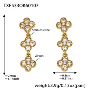 TXF533-White Zircon Earrings