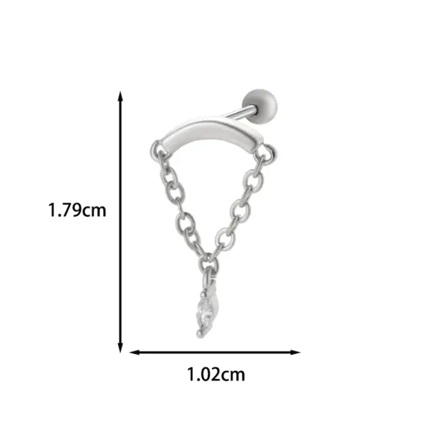 316 Stainless Steel Copper Zircon Heart Shape Wings Bow Knot Vintage Style French Style Simple Style Cartilage Earrings For Women's