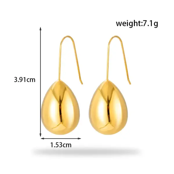 Wholesale PVD Coated Oval 304 Stainless Steel French Style Simple Style Waterproof Non Tarnish Drop Earrings