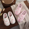 Wholesale Ins Popular Korean Style Bow Cotton Slippers for Girls, Cute and Warm Home Fur Slippers, Factory Ready Stock