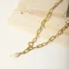 Wholesale PVD Coated Real Gold Plated 18K Gold Solid Color 201 Stainless Steel Freshwater Pearl Baroque Style Commute Waterproof Non Tarnish 201 Stainless Steel Sweater Chain Necklace