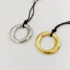 Wholesale Ion Plating (IP) 18K Gold Plated Real O-Shape 304 Stainless Steel Elegant Simple Style Waterproof Non Tarnish Leather Rope Pendant Necklace