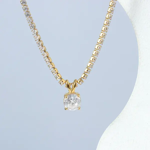 Wholesale PVD Coated Real Gold Plated 18K Gold Geometric 304 Stainless Steel Fashion Waterproof Non Tarnish 304 Stainless Steel Necklace