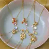 Wholesale Vacuum Plating 16K Gold Plated 18K Gold Plated Sunflower Heart Shape 304 Stainless Steel Sweet Commute 304 Stainless Steel Lobster Trigger Clasp Closure Pendant Necklace