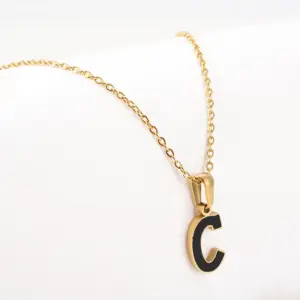 Wholesale Simple Style Letter Stainless Steel Pendant Necklace Gold Plated Stainless Steel Necklaces