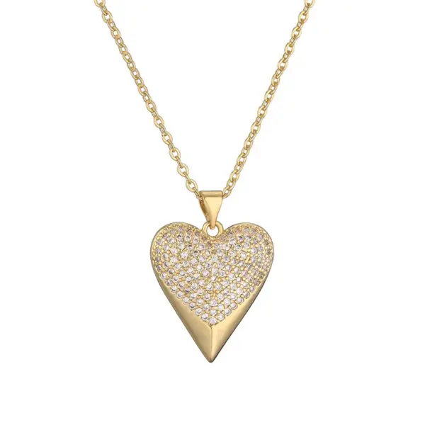 Wholesale Ig Style Simple Style Human Heart Shape Copper Gold Plated Zircon Pendant Necklace In Bulk