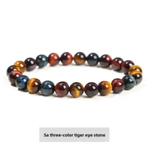 5A Three-color Tiger Eye Stone Bracelet / Diameter 6.1-6.8mm (about 30-32 Pieces)