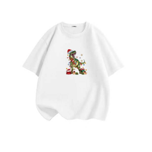 Wholesale Cartoon Dinosaur Christmas Hot Stamping Small Pattern T-Shirt Printing Hot Stamping Hot Stamping Washable Heat Transfer Logo