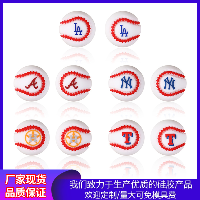 Wholesale Baseball silicone beads 20mm Softball loose beads