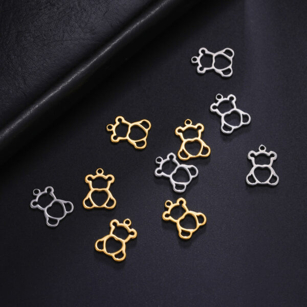 Wholesale Mini charm bracelet DIY cute cartoon jewelry making bear leaf star accessories hot selling stainless steel pendant