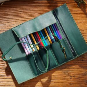 Wholesale Top layer cowhide pen curtain crazy horse leather pencil case retro pencil case