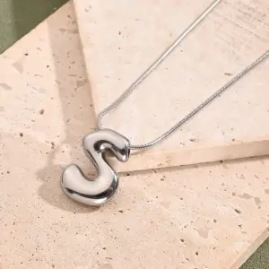 S Necklace (Steel Color) / Length: 450mm / 1 Strand/Package