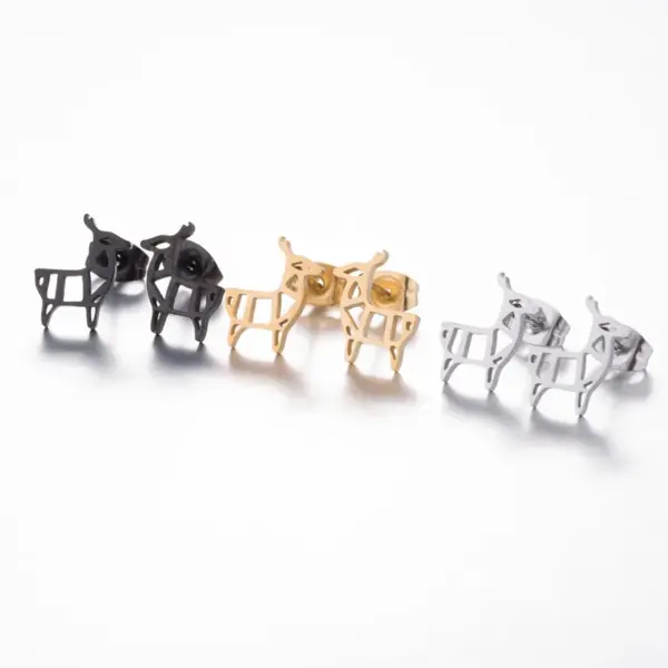 Wholesale PVD Coated 18K Gold Real Gold Plated Cactus Rabbit 304 Stainless Steel Simple Style Waterproof Non Tarnish Ear Studs