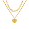 Wholesale European and American Jewelry Double-layer Heart-shaped Mang Star Inlaid Zircon Pendant Necklace Titanium Steel Plated 18k Gold Light Luxury Ins Style Jewelry