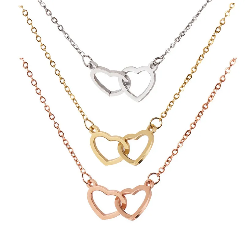 Wholesale 304 Stainless Steel Heart Shape PVD Coated 18K Real Gold Plated Simple Style Waterproof Non Tarnish Plating Pendant Necklace