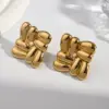 Wholesale Electroplating Golden Plated Triangle Square Oval 304 Stainless Steel Casual Simple Style Polishing Plating Earrings