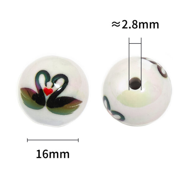 oly-6f9a233ad325214904db185a10420476 Wholesale New cross-border Valentine's Day heart-shaped swan print round bead DIY bracelet, beaded pen jewelry accessories, loose beads