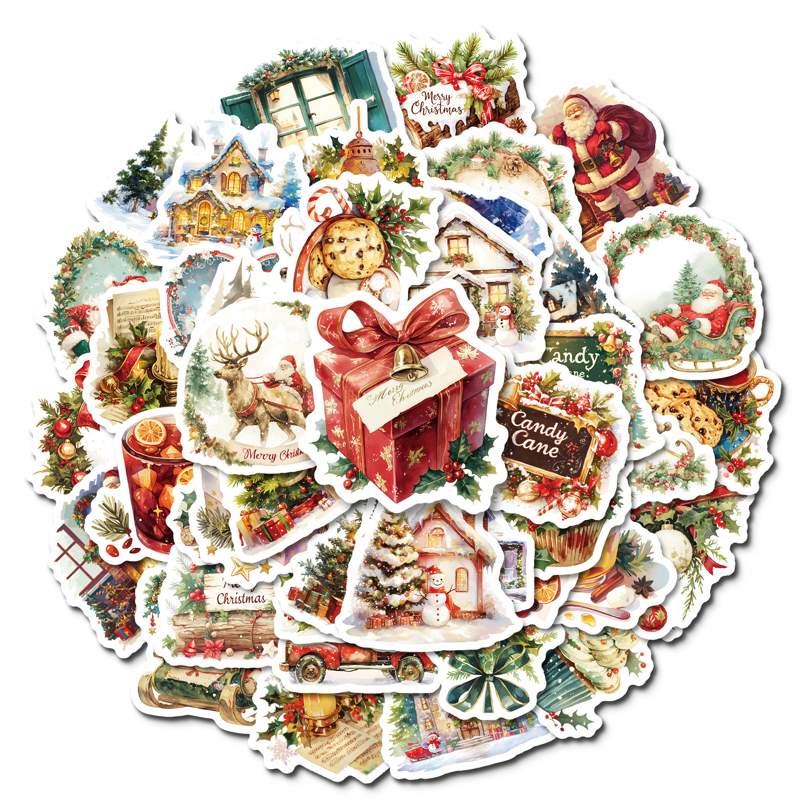 Wholesale 50 warm Christmas cartoon graiti stickers warm atmosphere candle DIY lage notebook stickers