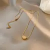 Wholesale PVD Coated Real Gold Plated 18K Gold Heart Shape 304 Stainless Steel Simple Style Waterproof Non Tarnish 304 Stainless Steel Necklace