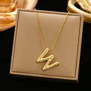 337 Letter W Snake Bones Chain-Gold