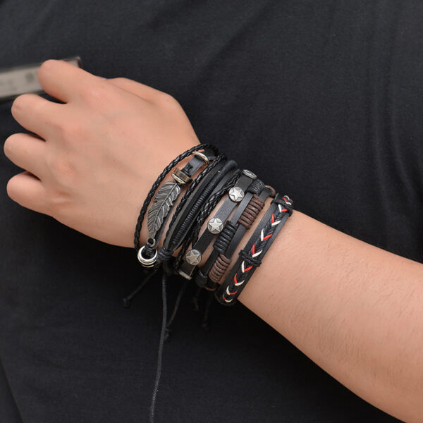 Wholesale Vintage multi-layered cowhide punk bracelet