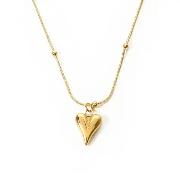 Wholesale PVD Coated Real Gold Plated 18K Gold Heart Shape 201 Stainless Steel Simple Style Waterproof Non Tarnish 201 Stainless Steel Bracelets Necklace