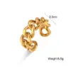 Wholesale PVD Coated Real Gold Plated 18K Gold Solid Color 304 Stainless Steel Fashion Waterproof Non Tarnish Open Ring