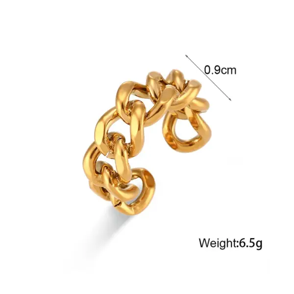 Wholesale PVD Coated Real Gold Plated 18K Gold Solid Color 304 Stainless Steel Fashion Waterproof Non Tarnish Open Ring