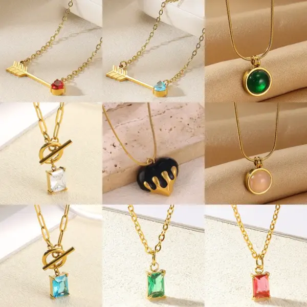 Wholesale Romantic Heart Arrow Pendant 304 Stainless Steel Women's Necklace Simple Geometric Birthday Zircon Jewelry Necklace Fashion Gift Elegant Luxury