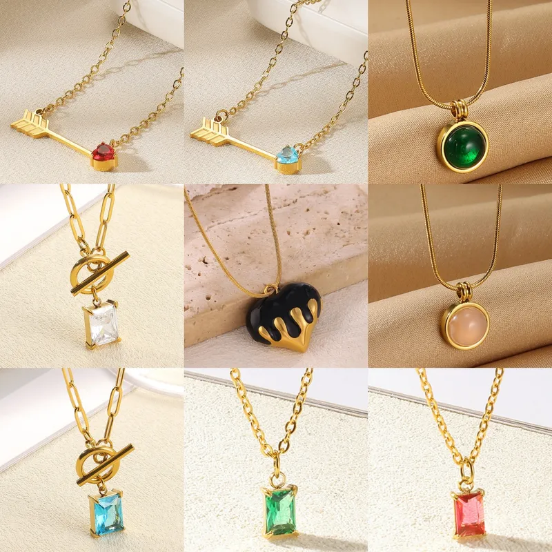 Wholesale Romantic Heart Arrow Pendant 304 Stainless Steel Women's Necklace Simple Geometric Birthday Zircon Jewelry Necklace Fashion Gift Elegant Lux
