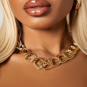 Wholesale 2022 New Punk European and American Style Cross-border Jewelry Personalized Necklace Women's Large Round Bead O-chain Gold Necklace Women