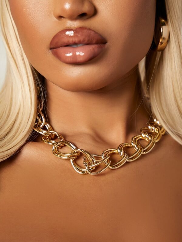 Wholesale 2022 New Punk European and American Style Cross-border Jewelry Personalized Necklace Women's Large Round Bead O-chain Gold Necklace Women