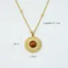 Wholesale 304 Stainless Steel Natural Stone Titanium Steel 14K Gold Plated Retro Ethnic Style Classic Style Plating Geometric Round Eye Rings Necklace