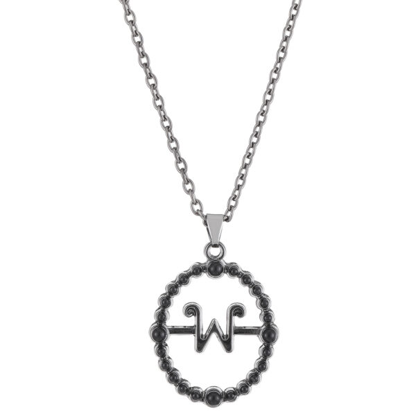 Wholesale Cross-Border Hot Selling Wednesday Necklace for Men and Women, Fashionable Cut Out Round Letter W Pendant Clavicle Chain Wednesday