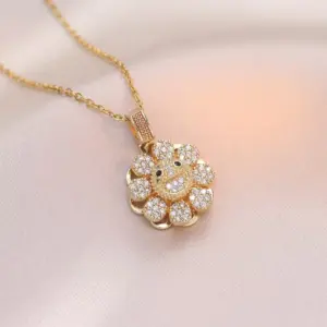 X1072 Gold 4 Sunflower Necklace