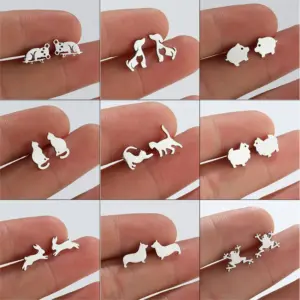 Wholesale PVD Coated 18K Gold Real Gold Plated Animal 304 Stainless Steel Fashion Waterproof Non Tarnish Ear Studs