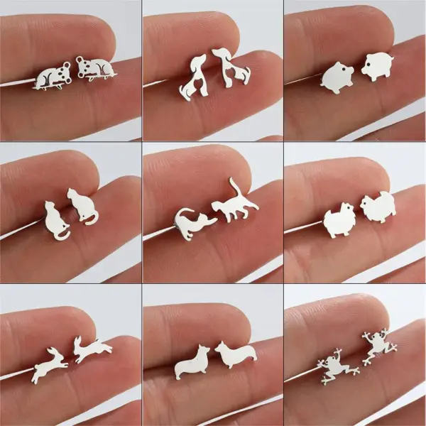 oly-6fce6f80c84746685fb191236094c4bc Wholesale PVD Coated 18K Gold Real Gold Plated Animal 304 Stainless Steel Fashion Waterproof Non Tarnish Ear Studs