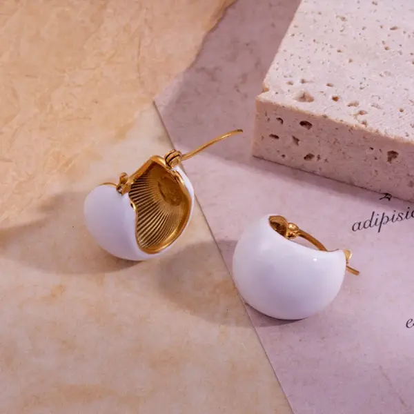 Simple Style Round Enamel Plating 304 Stainless Steel Earrings Ear Studs