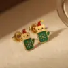 Wholesale 1 Pair Christmas Sweet Simple Style Christmas Tree Santa Claus Enamel 304 Stainless Steel 14K Gold Plated Ear Studs