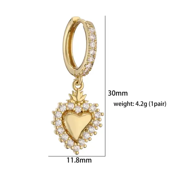 Wholesale Casual Elegant Simple Style Heart Shape Copper Plating Inlay Zircon 18k Gold Plated Earrings Necklace