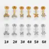 1 Piece Lip Rings Simple Style Classic Style Cross Flower 316L Stainless Steel Waterproof Non Tarnish Surgical Steel Zircon Ion Plating (IP) 18K Gold Plated Lip Rings Ear Cartilage Rings & Studs Nose Rings & Studs