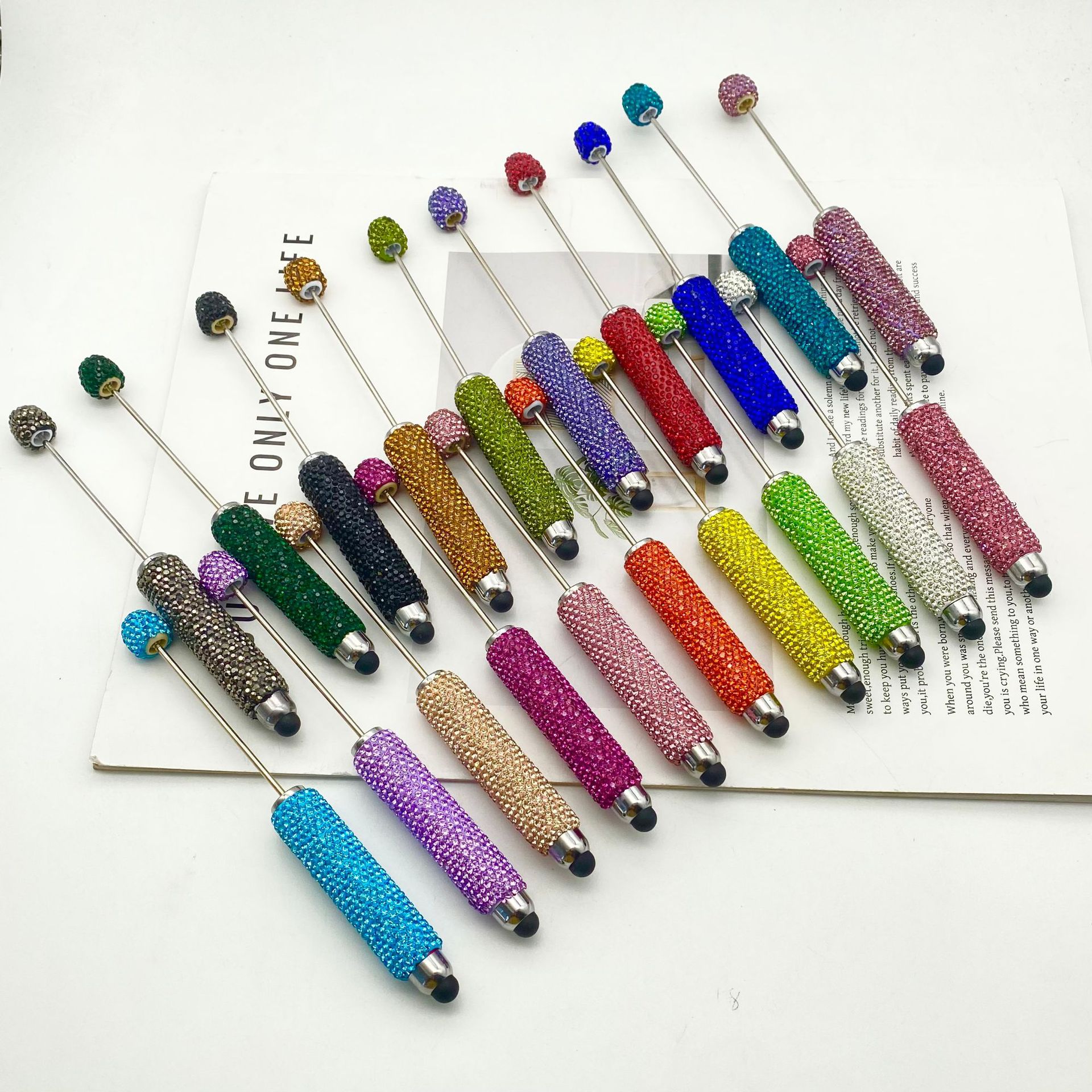 Wholesale DIY Touch Screen Full Diamond Beaded Pen Multifunctional Mobile Phone Capacitance Pen Insert Type Full Diamond Ballint Pen
