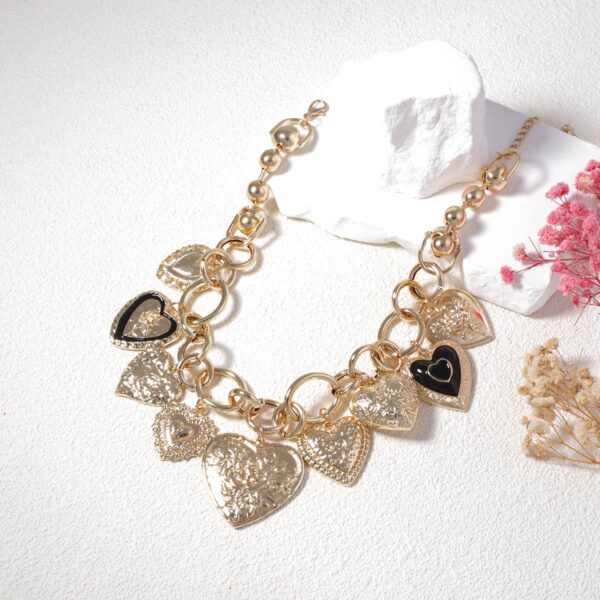 Wholesale Za Cross-Border Personalized Retro Trendy High-End Design Chain Alloy Various Heart Pendants Casual Women's Necklace